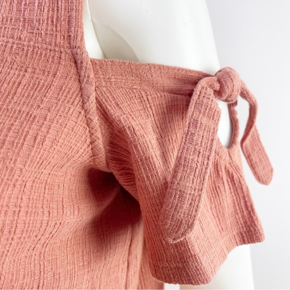 Madewell Coral Pink Short Cold Shoulder Sleeve Blouse Top Size XS - Picture 4 of 8